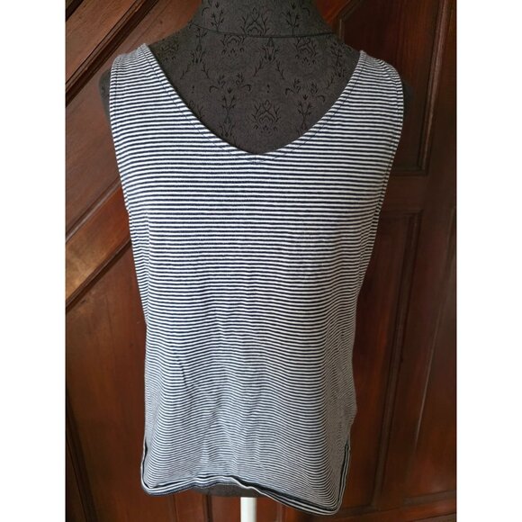 J Jill Striped Perfect V-Neck Tank Top Large - Picture 1 of 7
